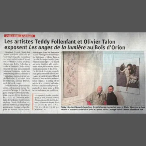 Article de presse - La provence - 2023 Article de presse - Peinture à l'huile oil painting) - Journal la provence - Olivier Talon - French painter à L'Isle-sur-la-Sorgue